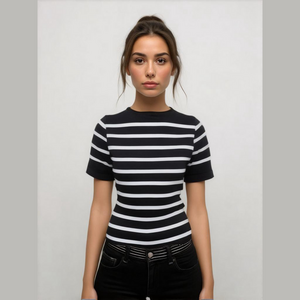 NWT Happily Grey Black & White Striped Seamless Crop Top
